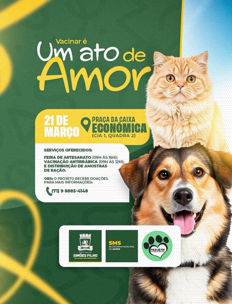 Campanha “Projeto Amigo Sincero nos Bairros – Vacinar é um Ato de Amor” leva vacinação antirrábica e ações solidárias ao CIA I